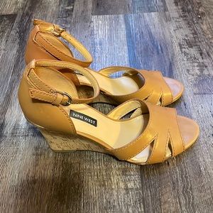 Brown Leather Nine West Wedges